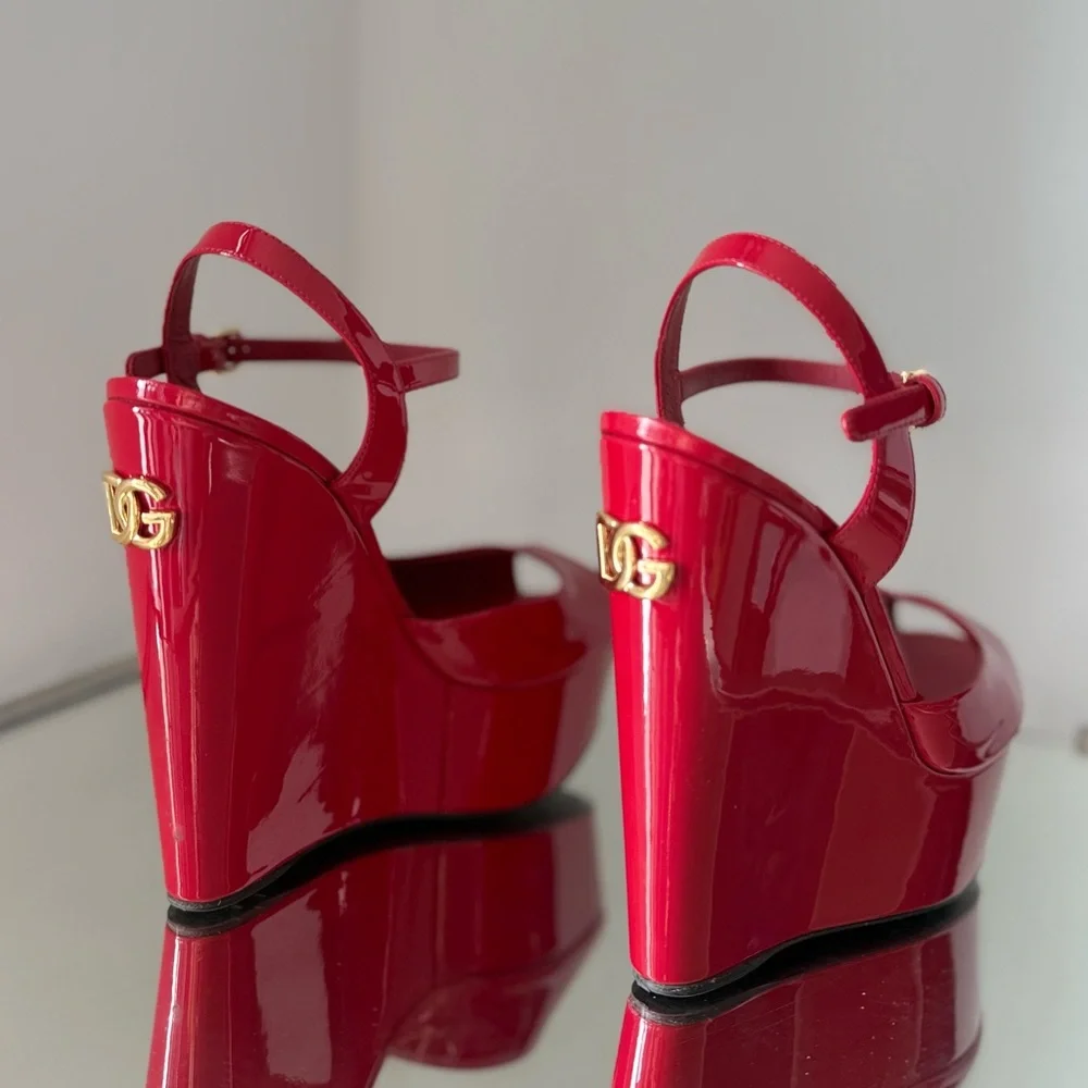 Like new DOLCE & GABBANA Ankle-strap Platform Wedge Sandals In Red $1,020